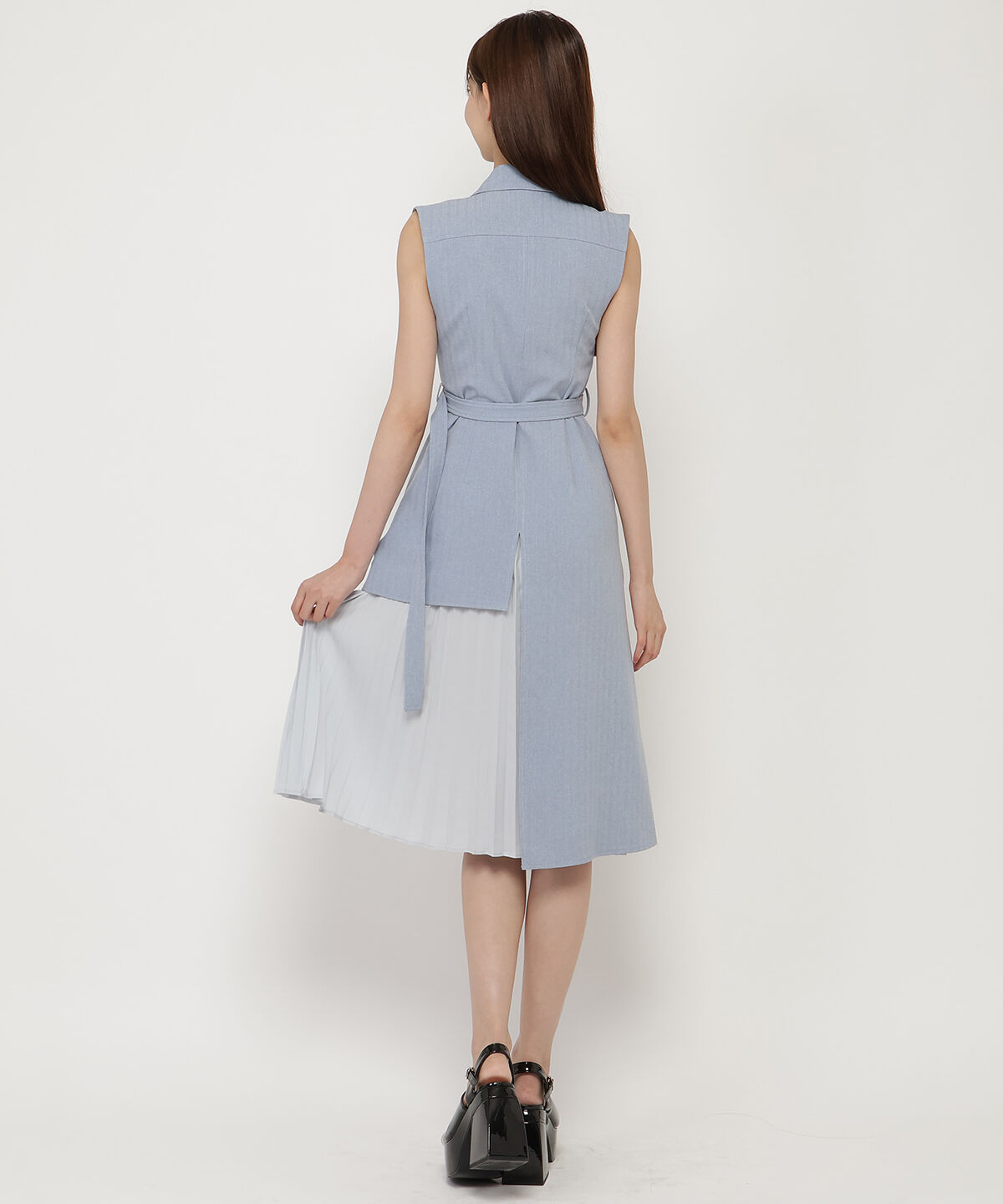 REDYAZEL「ノースリーブサイドプリーツワンピース」|ワンピース|