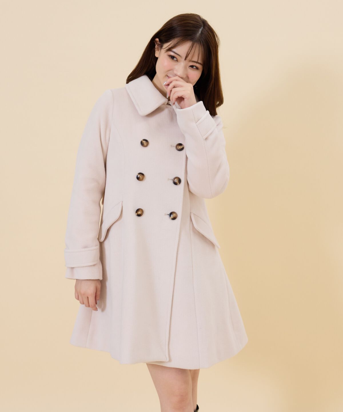 REDYAZEL「ウールライクダブルミドルコート」|ステンカラーコート|