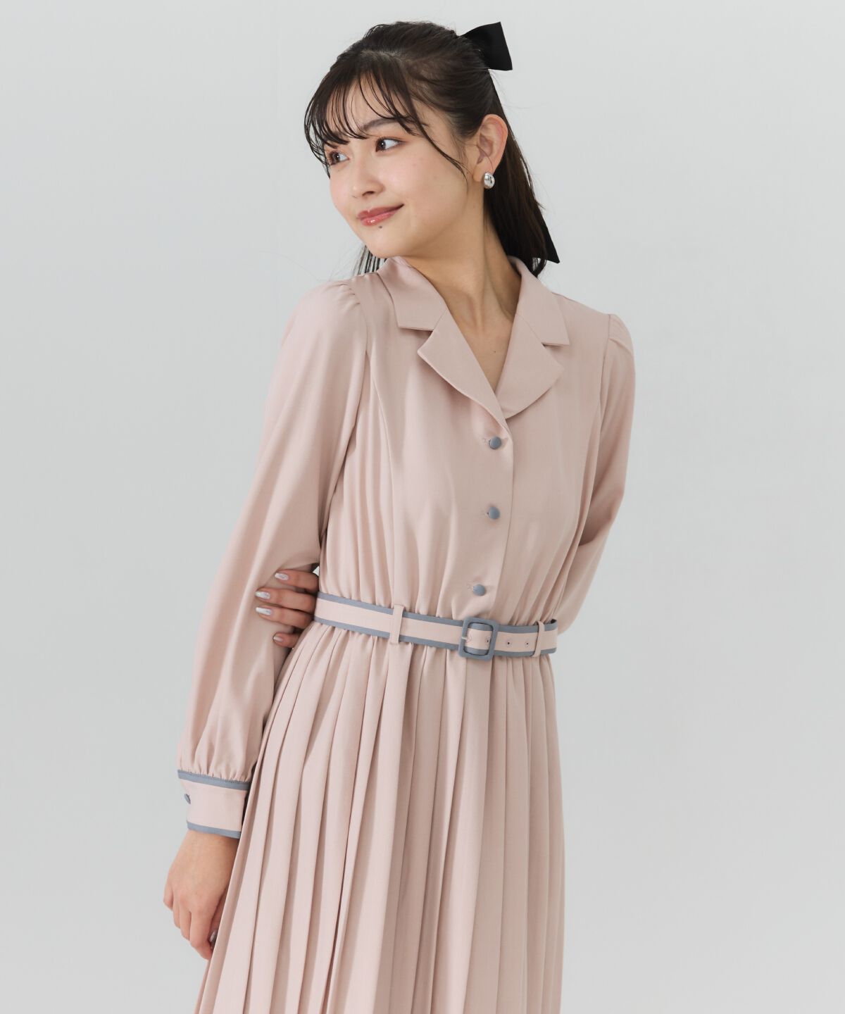 REDYAZEL「バイカラープリーツシャツワンピース」|ワンピース|