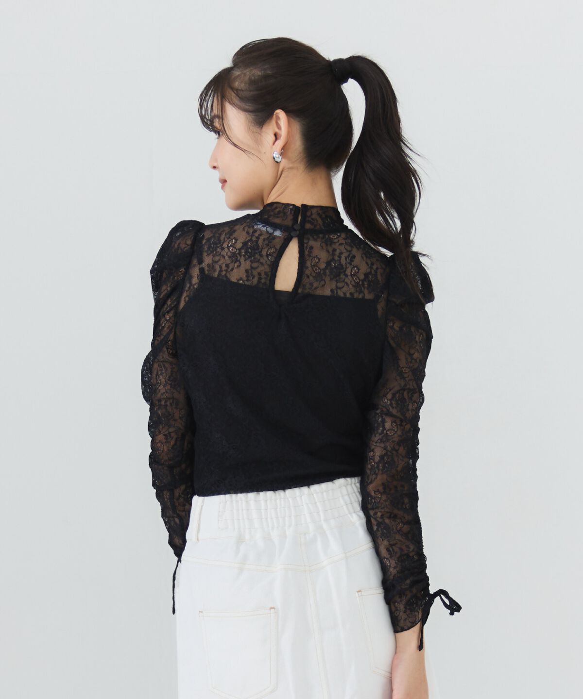 REDYAZEL「シャーリングスリーブレースブラウス」|Tシャツ・カットソー|