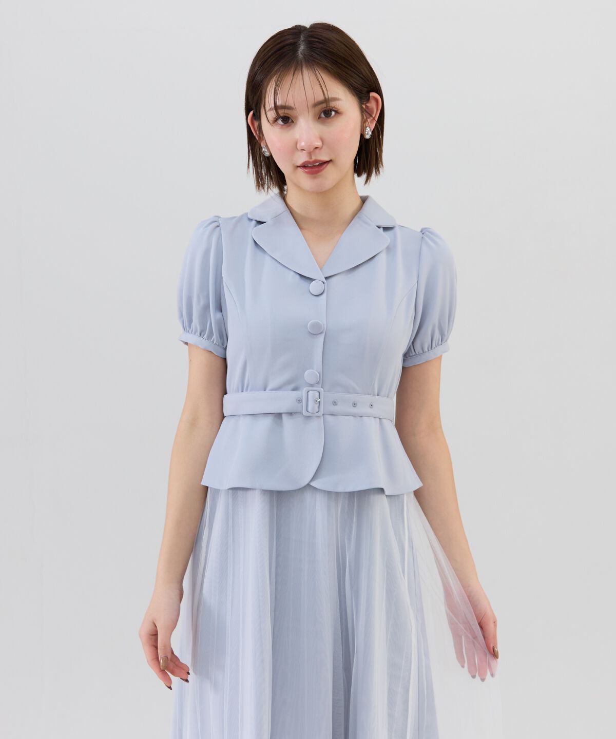 REDYAZEL「ツイル&times;チュールプリーツワンピース」|ワンピース|