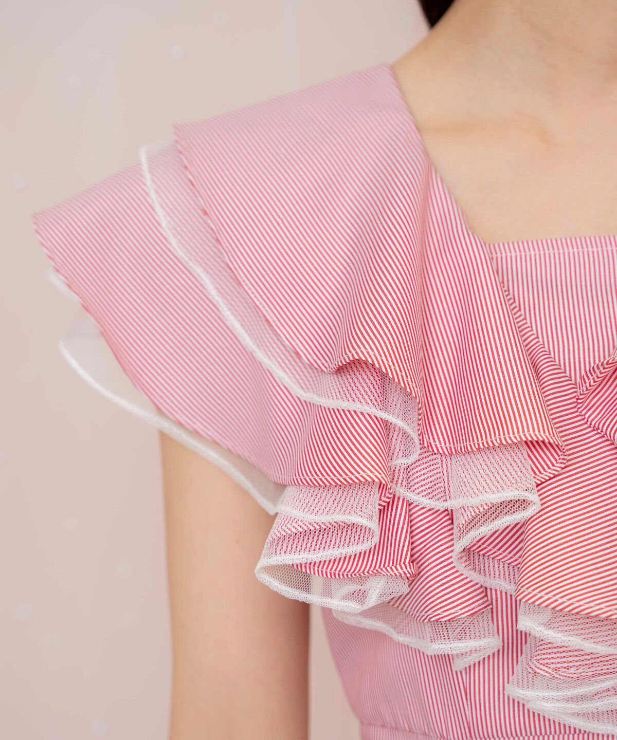 WILLSELECTION「チュールレイヤードフリルストライプワンピース」|ワンピース|