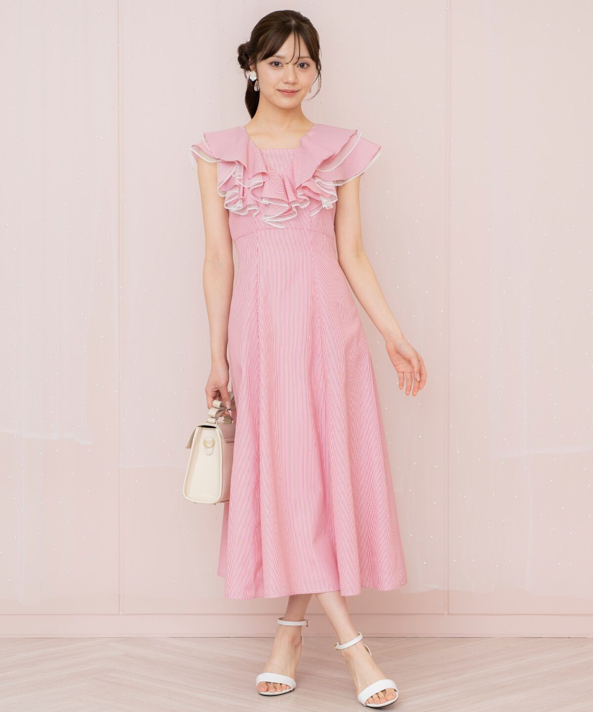 WILLSELECTION「チュールレイヤードフリルストライプワンピース」|ワンピース|