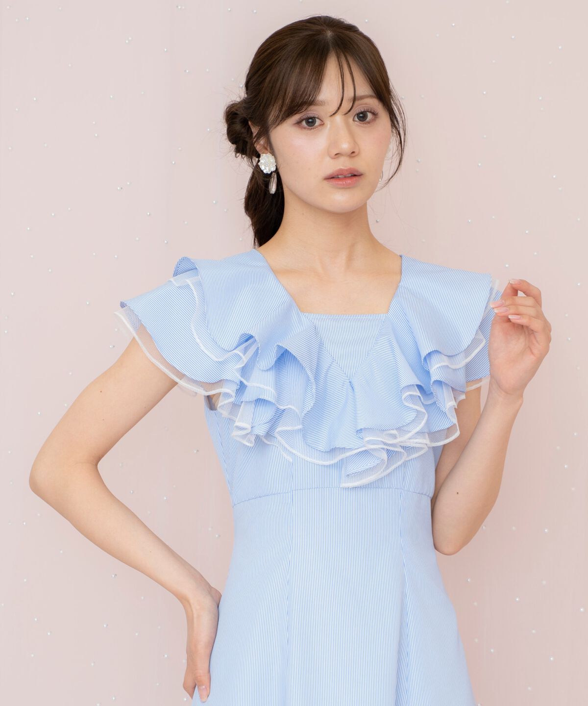 WILLSELECTION「チュールレイヤードフリルストライプワンピース」|ワンピース|