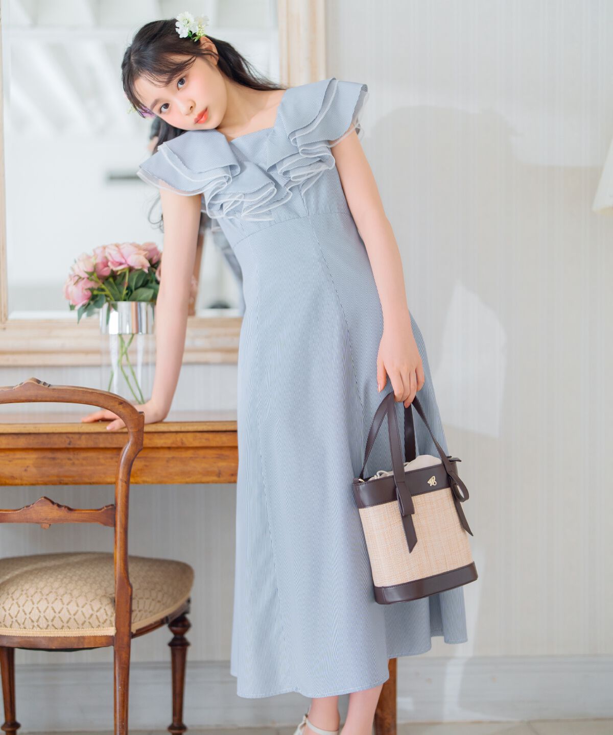 WILLSELECTION「チュールレイヤードフリルストライプワンピース」|ワンピース|