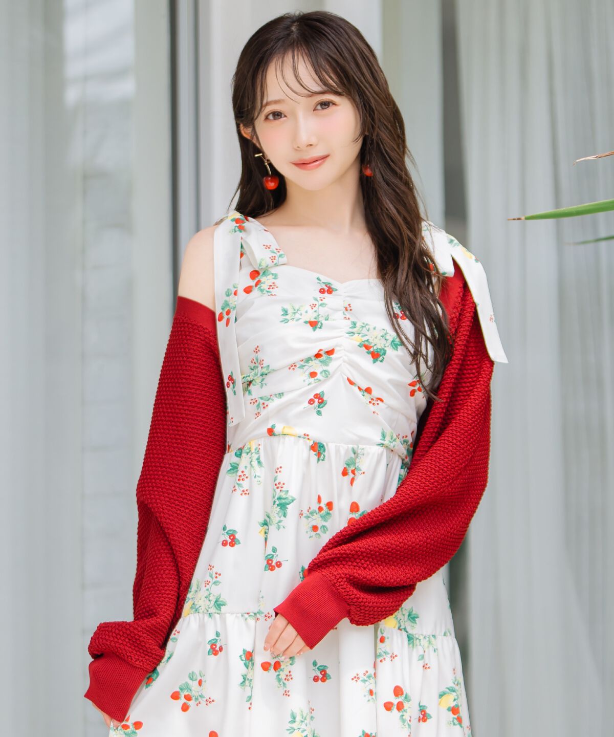 WILLSELECTION「ショート丈柄編みボレロ」|カーディガン|レッド