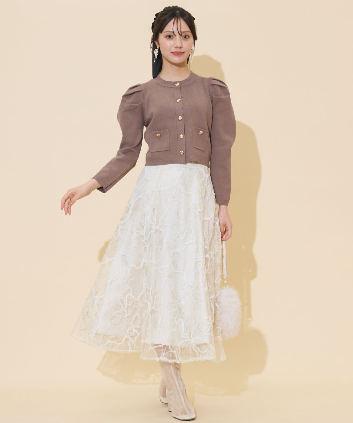 WILLSELECTION「ラメ刺繍チュールフレアスカート」|フレア|