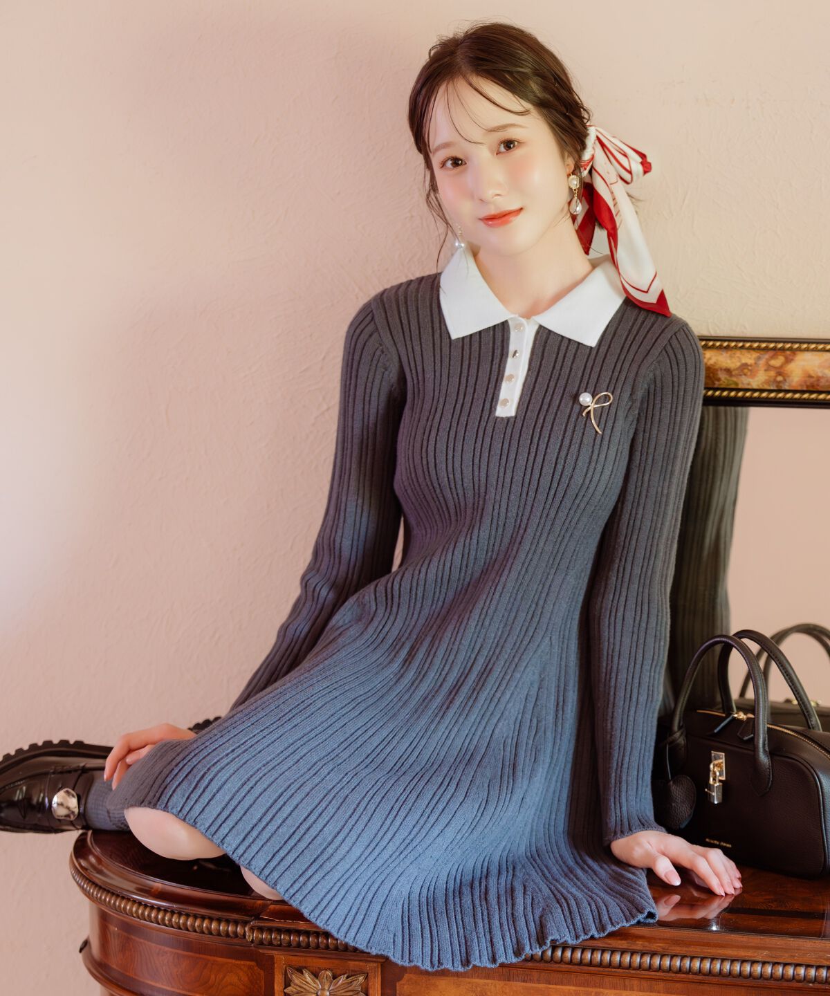 WILLSELECTION「ポロカラーフレアニットワンピース」|ワンピース|