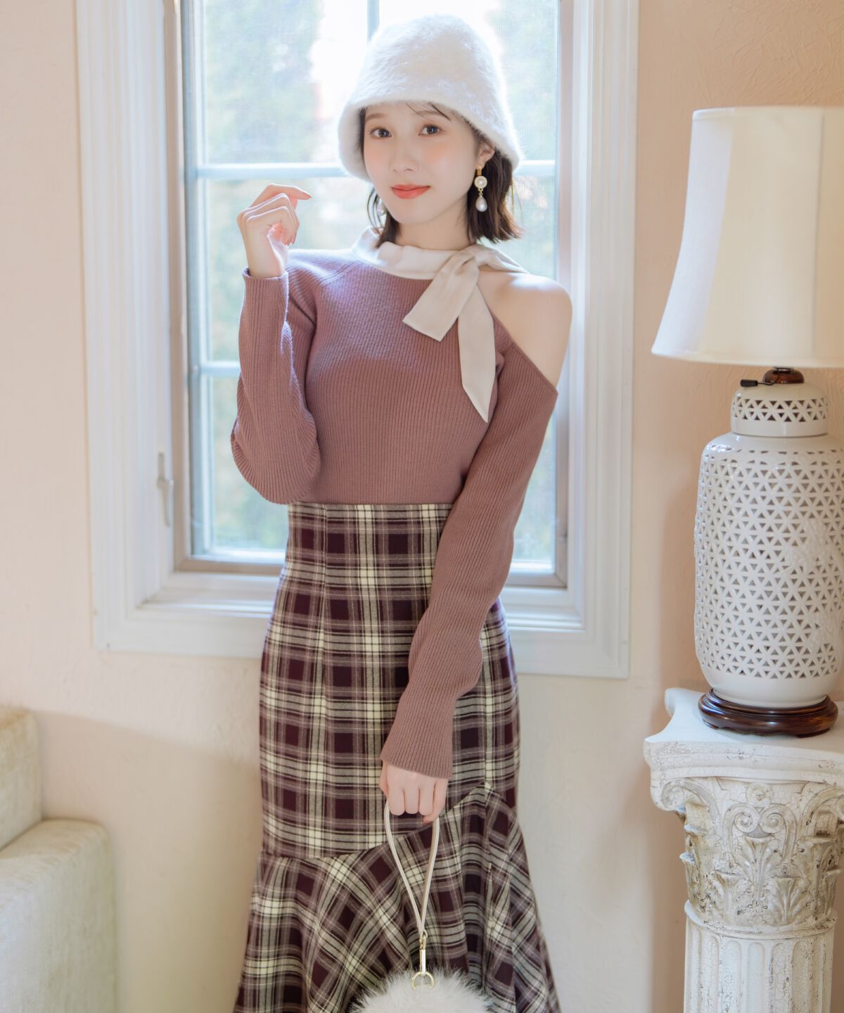 WILLSELECTION「ワンショルリボンタイリブニット」|ニット・セーター|