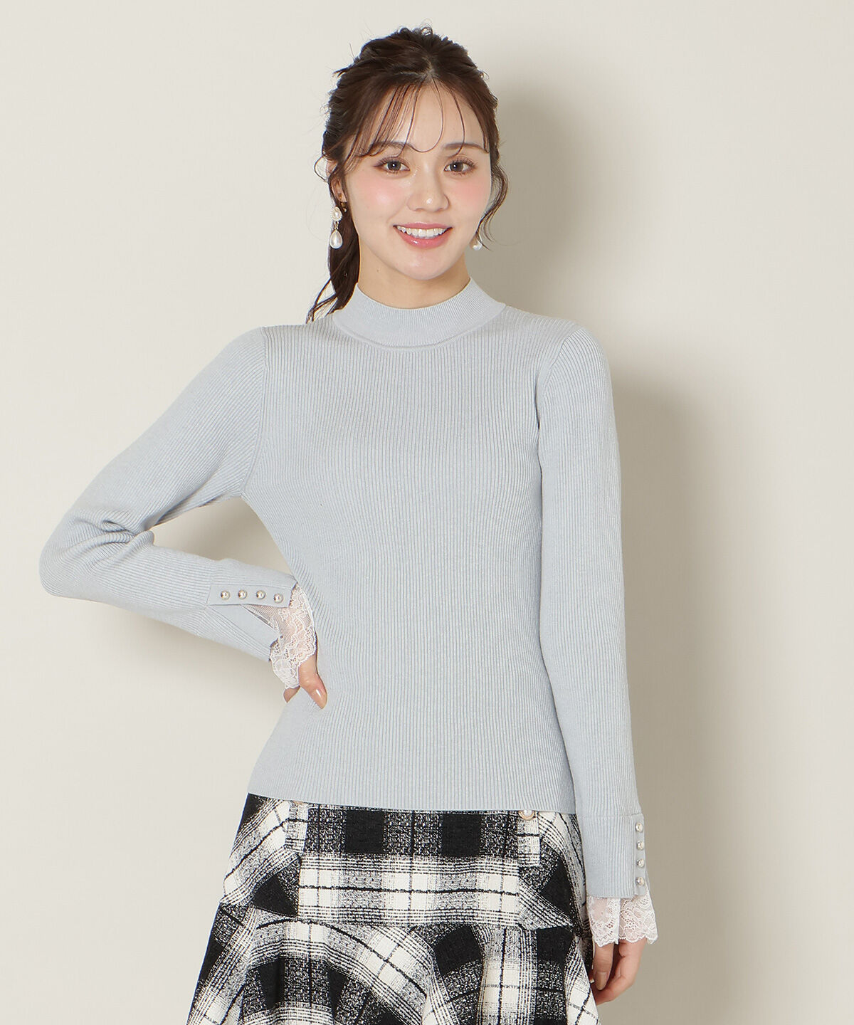 WILLSELECTION「袖口レースハイネックリブニット」|ニット・セーター|