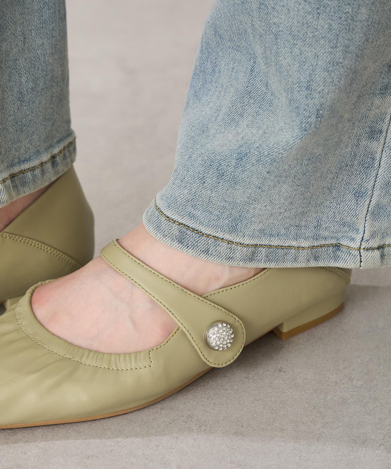 WA Oriental TRaffic「ギャザーデザインメリージェーン パンプス /52316 フラット 通勤靴 ストラップパンプス」|パンプス|