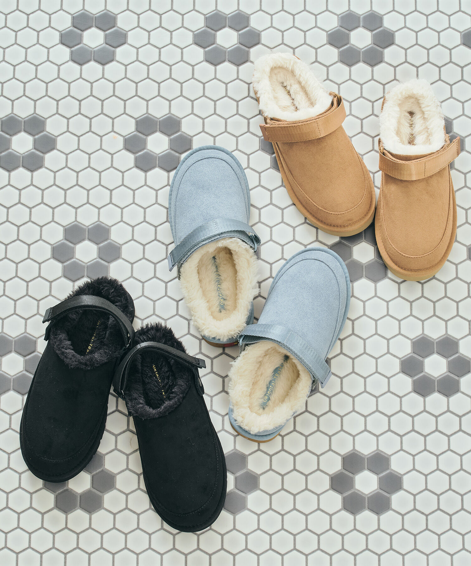 ORiental TRaffic「【 厚底 ・ 軽量 】 ムートン ベルト サンダル /55302 もこもこ 暖かい 防寒」|モカシン|