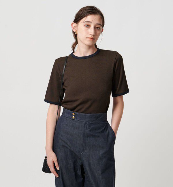 UNITED ARROWS「リブバイカラーパイピング ショートスリーブカットソー」|Tシャツ・カットソー|