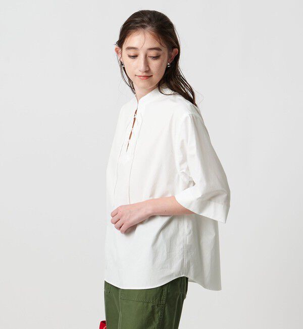 UNITED ARROWS「レースアップ ブラウス」|シャツ・ブラウス|WHITE