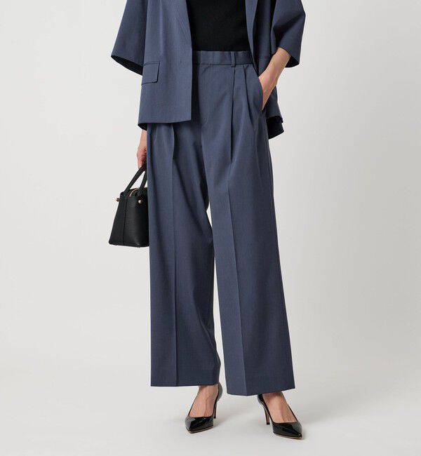 UNITED ARROWS「REOPEL ワイドパンツ ‐ウォッシャブル‐」|チノ|NAVY