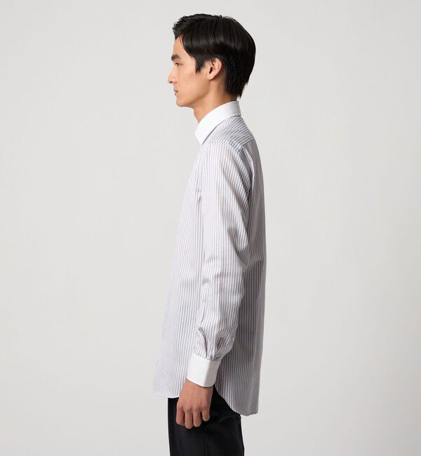 UNITED ARROWS「イージーケア AG キャンディーストライプ セミワイドカラー クレリックシャツ 抗菌防臭」|シャツ・ブラウス|