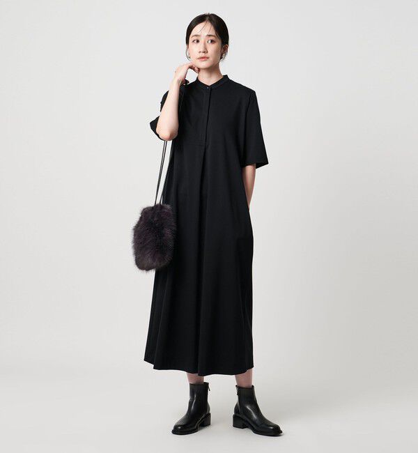 UNITED ARROWS「ポンチ ハーフスリーブ ワンピース ‐ウォッシャブル‐」|ワンピース|BLACK