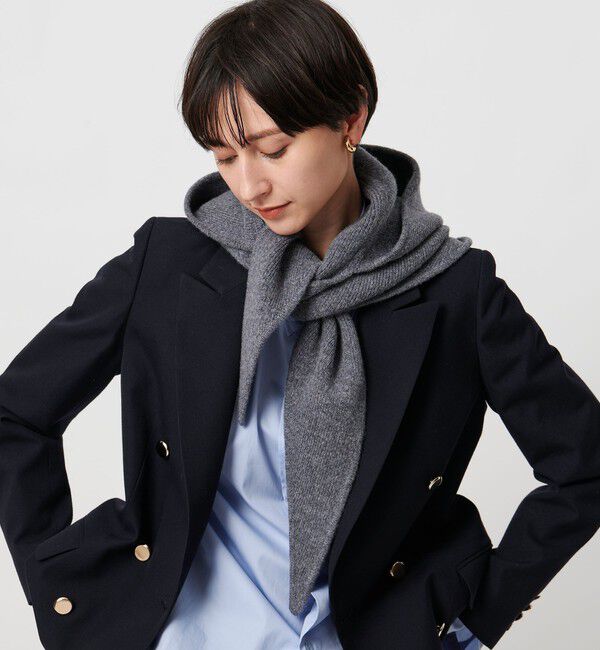 UNITED ARROWS「ニット フードストール」|ストール|DK.GRAY