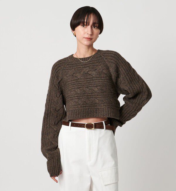 UNITED ARROWS「ケーブル ショート ニットプルオーバー」|ニット・セーター|