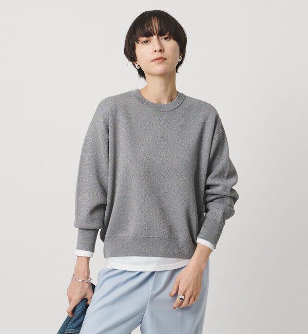 UNITED ARROWS「ラメ ニット スウェット ‐ウォッシャブル‐」|ニット・セーター|DK.GRAY