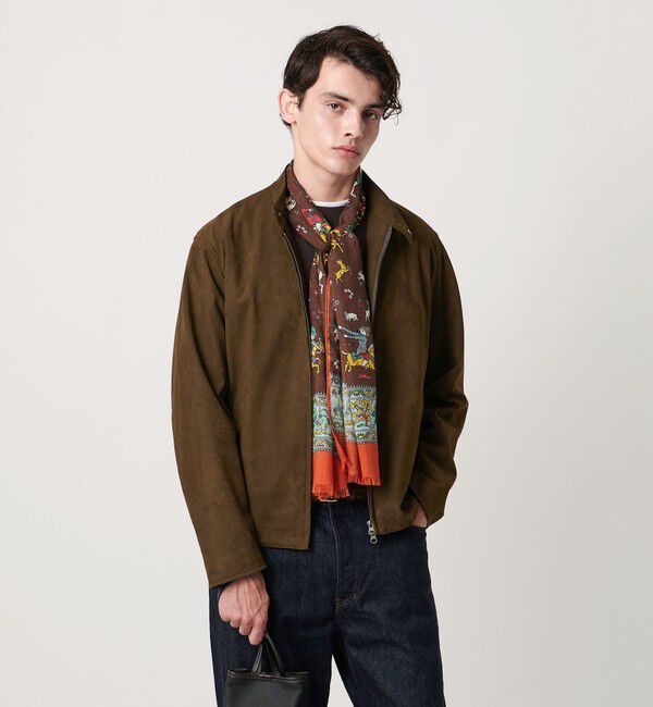 UNITED ARROWS「スエードライク シングル ライダースジャケット」|ブルゾン・スタジャン|MD.BROWN