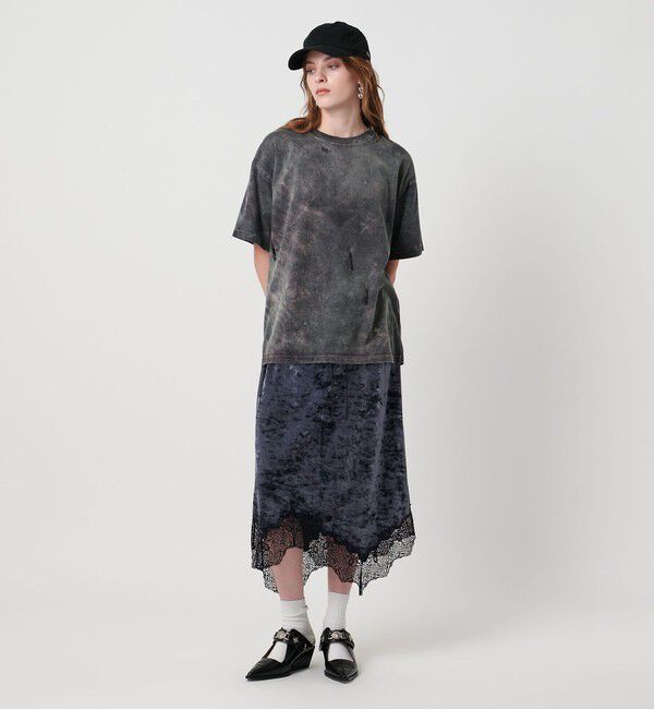 ASTRAET「＜ASTRAET＞ベロア/レース  イレギュラーヘムスカート」|スカート|