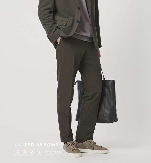 UNITED ARROWS「PERTEX バックブラッシュド ノープリーツ スラックス UA COZY ウォッシャブル 2WAYストレッチ はっ水」|スーツ|DK.GREEN