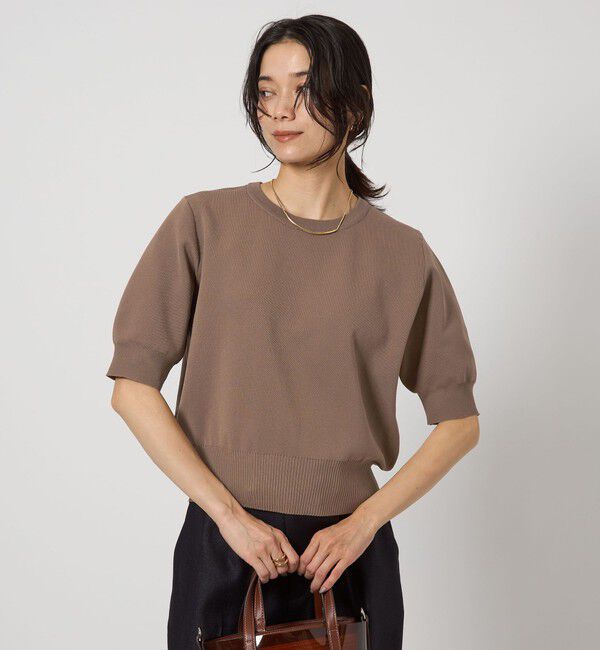 UNITED ARROWS green label relaxing「襟レース 2WAY 5分袖 プルオーバー ニット  -ウォッシャブル-」|ニット・セーター|