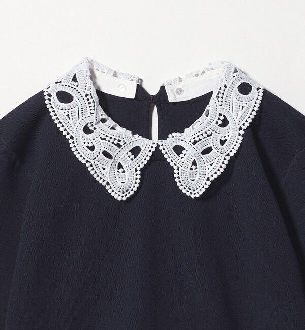 UNITED ARROWS green label relaxing「襟レース 2WAY 5分袖 プルオーバー ニット  -ウォッシャブル-」|ニット・セーター|