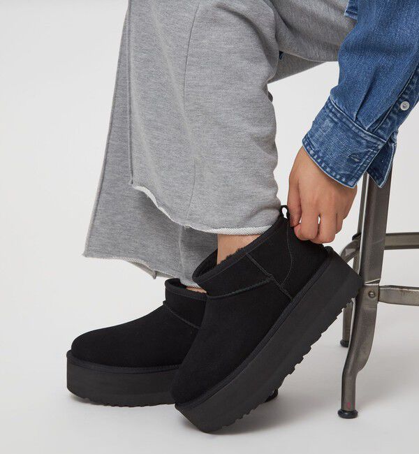 UNITED ARROWS green label relaxing「＜UGG＞クラシック ウルトラ ミニ プラットフォーム / Classic Ultra Mini Platform」|ロングブーツ|BLACK