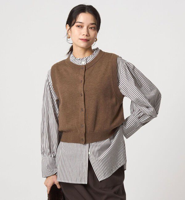 UNITED ARROWS green label relaxing「ニットベスト&times;フリルネック ブラウス」|シャツ・ブラウス|