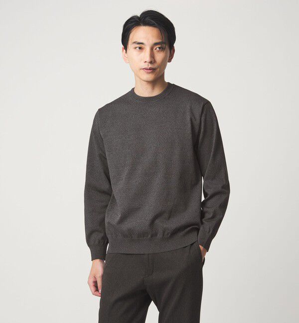 UNITED ARROWS green label relaxing「A+ MOULINE ポリエステル クルーネック ニット -ウォッシャブル-」|ニット・セーター|DK.GRAY