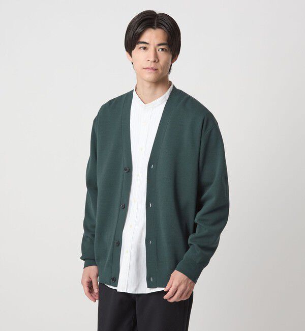 UNITED ARROWS green label relaxing「ポリエステル ウール ミラノリブ Vネック カーディガン」|カーディガン|DK.GREEN