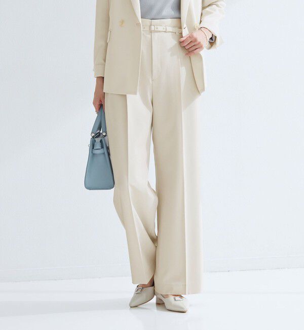 UNITED ARROWS green label relaxing「［size SHORT/TALLあり］パウドレ ワイド パンツ ナチュラル」|スラックス|
