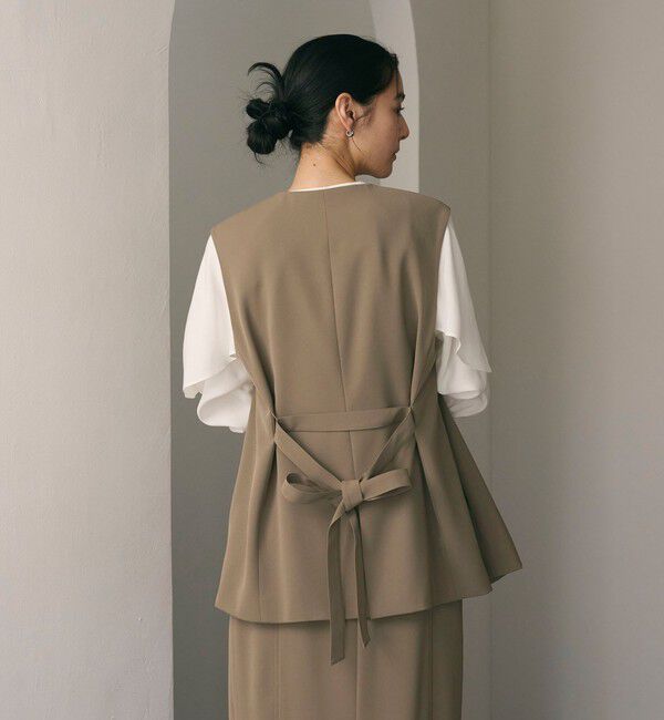 BEAUTY&YOUTH UNITED ARROWS「【WEB限定 Wardrobe DAILY MINIMAL】ダブルクロス リボンベルトジレ ウォッシャブル」|ベスト・ジレ|