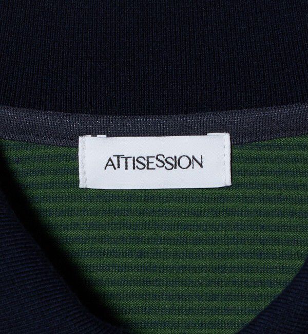 ATTISESSION「＜ATTISESSION＞ベロア ボーダー ポロシャツ」|ポロシャツ|