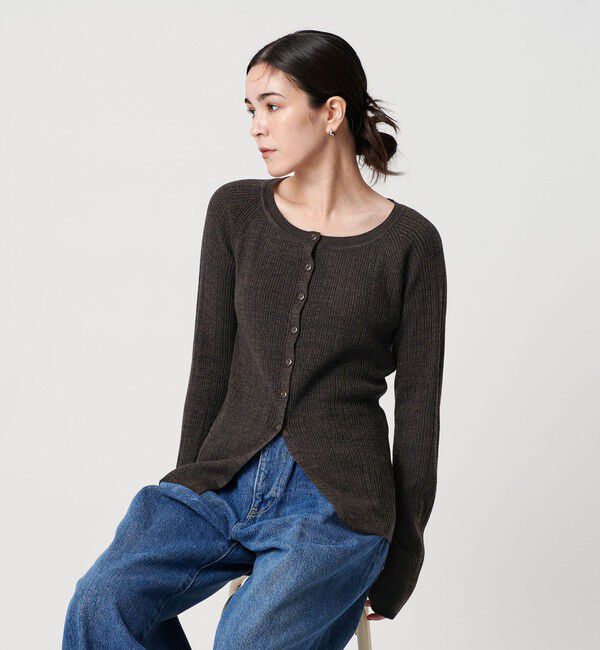 BEAUTY&YOUTH UNITED ARROWS「ポリエステルブレンド メランジリブ カーディガン ウォッシャブル」|カーディガン|