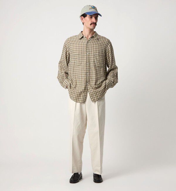 STEVEN ALAN「＜Steven Alan＞ ブラッシュド コットン アウト ワンプリーツ スラックス」|チノ|