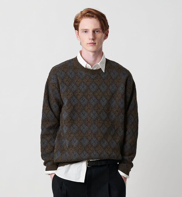 BEAUTY&YOUTH UNITED ARROWS「ロンバス パターン クルーネック ニット ウォッシャブル」|ニット・セーター|
