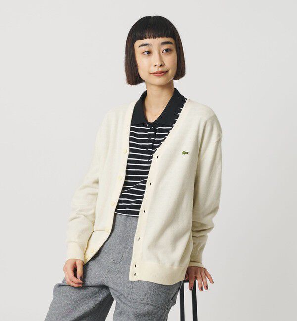 BEAUTY&YOUTH UNITED ARROWS「【別注】＜LACOSTE＞ロングスリーブニットカーディガン」|カーディガン|OFF WHITE