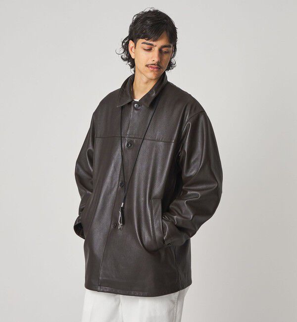 STEVEN ALAN「＜Steven Alan＞ シボ シープレザー カーコート」|ブルゾン・スタジャン|