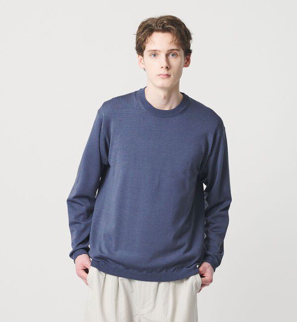 BEAUTY&YOUTH UNITED ARROWS「フュージョン カラー ロングスリーブ ニットT」|ニット・セーター|COBALT