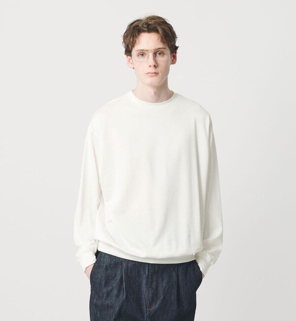 BEAUTY&YOUTH UNITED ARROWS「フィブリル ジャージー クルーネック ロングスリーブ カットソー」|Tシャツ・カットソー|WHITE