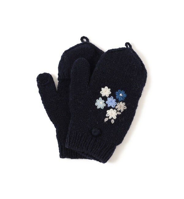 BEAMSBOY「手編み フラワー刺繍 ミトン」|手袋|