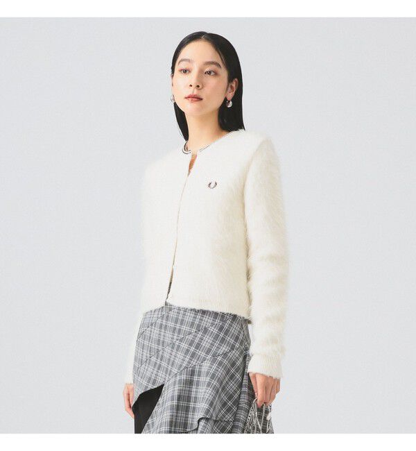 Ray BEAMS 「【別注】FRED PERRY / Fluffy Crewneck Knit Cardigan」|カーディガン|