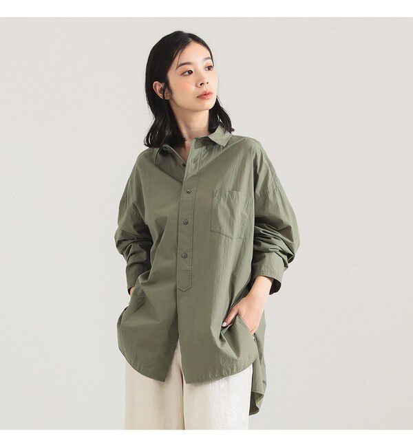 Demi-Luxe BEAMS 「TICCA / コットン スクエア ビッグシャツ」|シャツ・ブラウス|KHAKI