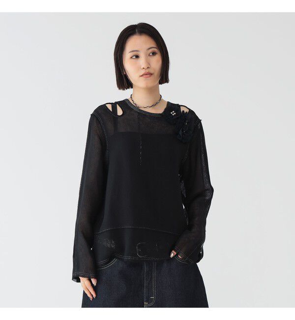 BEAMSBOY「maturely / メッシュ トップ ロングスリーブ」|シャツ・ブラウス|