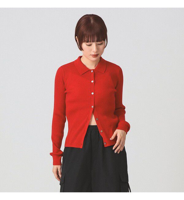 Ray BEAMS 「リブ ポロ カーディガン」|ニット・セーター|RED