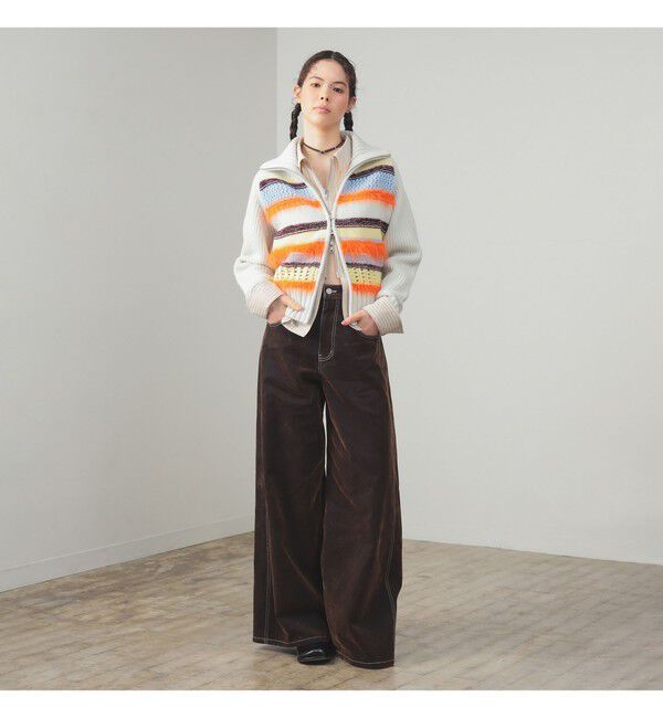 Ray BEAMS 「【別注】boussole / ボーダージップ ニット カーディガン」|ニット・セーター|