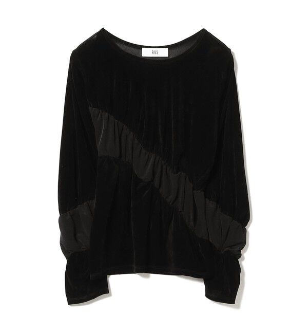 Ray BEAMS 「RBS / ベロア ライン ギャザー Tシャツ」|Tシャツ・カットソー|BLACK